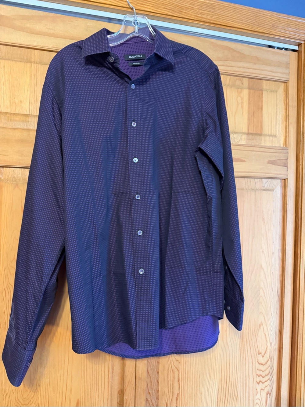 Bugatchi Purple Microdot Long-Sleeve Dress Shirt